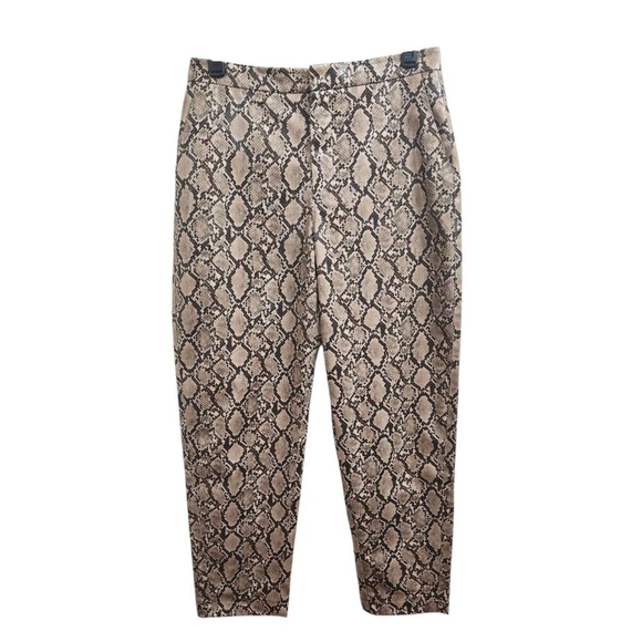 Zara Women's Size XL Faux Leather Snake Print Bloggers Fav Trouser Pants - Picture 3 of 14